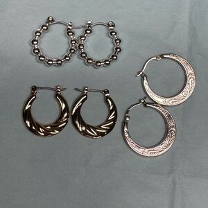 3 Sets Nickel-Free High Quality Hoop Earrings